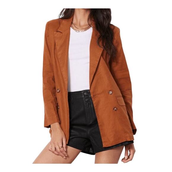Evereve Women’s Alexa Women’s Linen Blend Double Breasted Blazer Size S Preppy - Picture 2 of 7